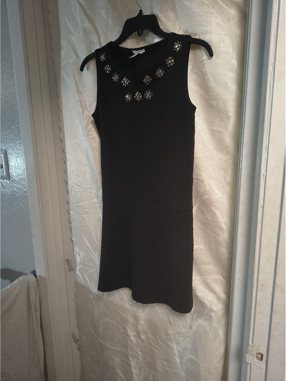 Crewcuts Black Sleeveless Dress with Embellished Neckline
